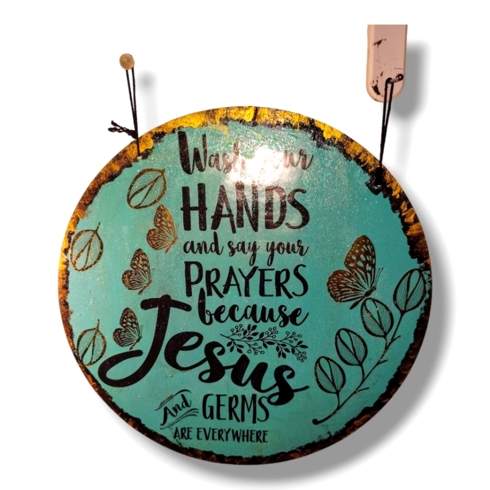 Handcrafted Wall Decor: Wash Your Hands and Say Your Prayers